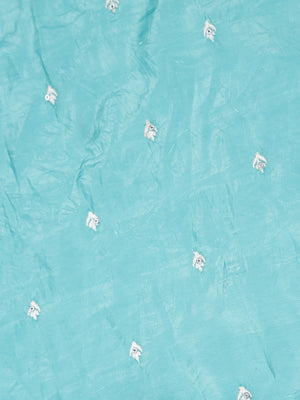 Sea Green Organza Saree With Multi Floral Thread Work Over Body