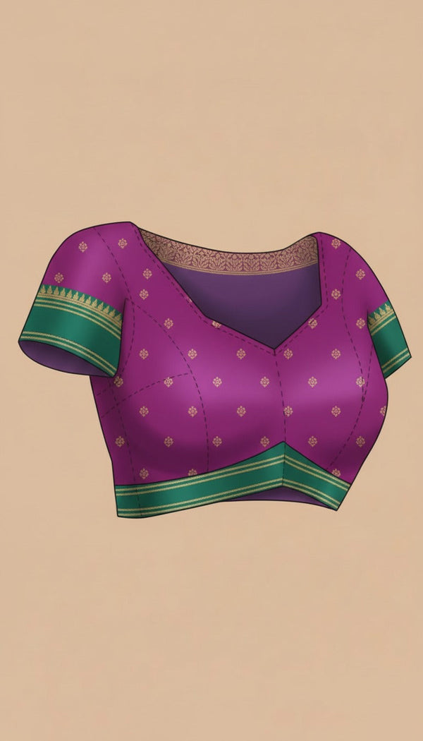 Art Silk Rani Pink Green Elegant Zari Work Saree