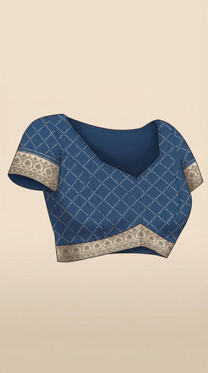 Cotton Dark Blue Bandhani Style Printed Saree