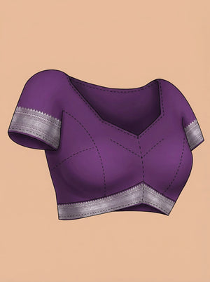 Art Silk Deep Violet Saree with Subtle Zari Buttas and Silver Border