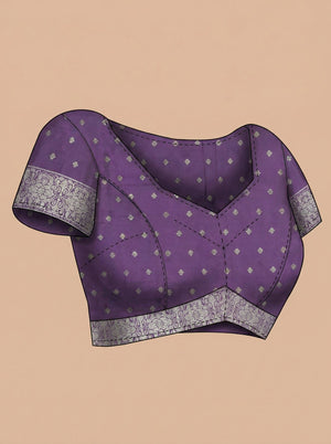 Art Silk Soft Lavender Saree with Rich Purple Contrast and Square Motifs