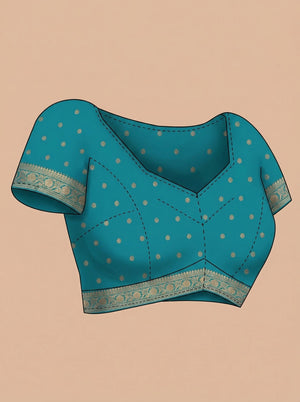 Art Silk Dual Tone Grey Teal Traditional Saree with Woven Motifs