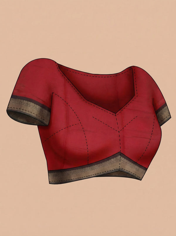 Cotton Red Printed Saree with Polka Dots and Designer Pallu