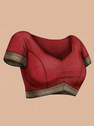 Cotton Red Checked Pattern Saree with Traditional Border