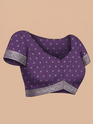 Art Silk Contemporary Green Purple Ethnic Saree with Zari Detailing