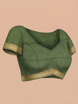 Cotton Green Stripe Pattern Saree with Contrast Polka Dot Pallu