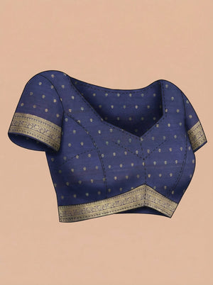 Art Silk Magenta Zari Butta Traditional Saree with Contrast Border