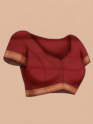 Cotton Red Saree with Traditional Black Printed Border Design
