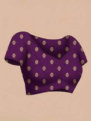 Wine Purple Plain Georgette Saree with Contrast Zari Border and Butta Blouse