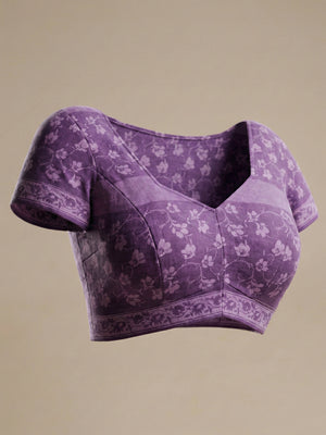 Dark Lavender Semi Linen saree With Printed Butta Design