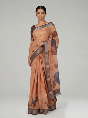 Peanut Semi Linen Saree