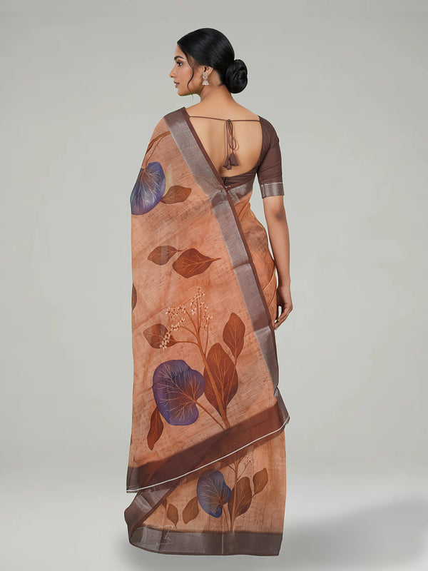 Peanut Semi Linen Saree