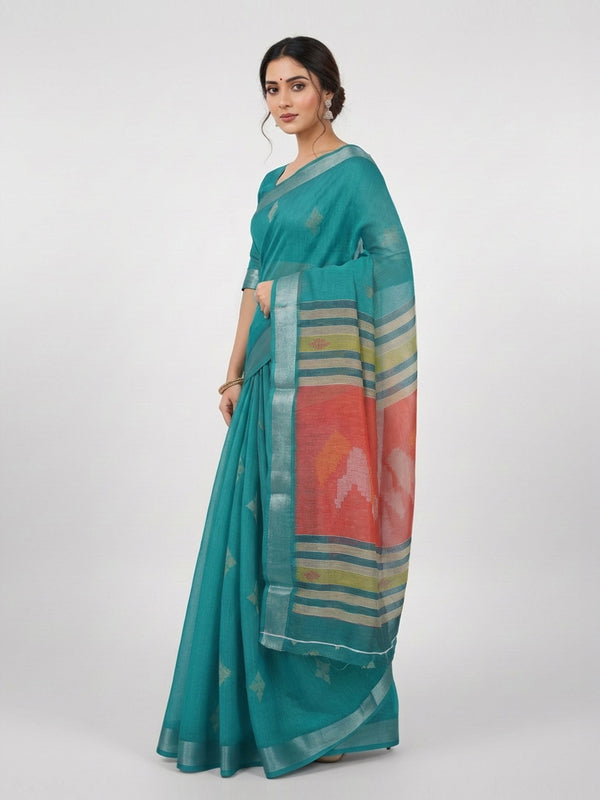 Royal Blue Semi Linen Saree