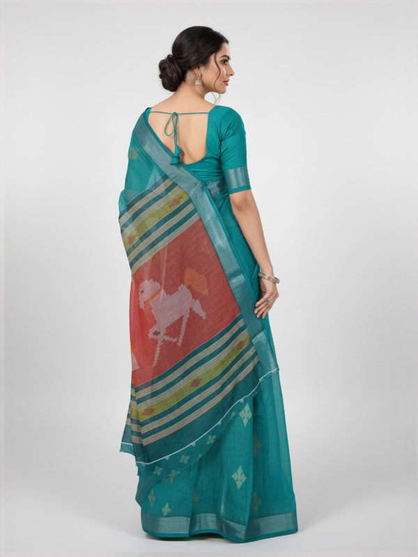 Royal Blue Semi Linen Saree