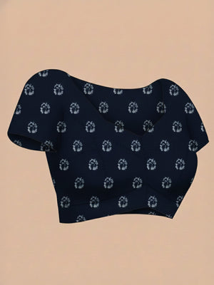 Black Printed Semi Linen Saree With Printed Pallu