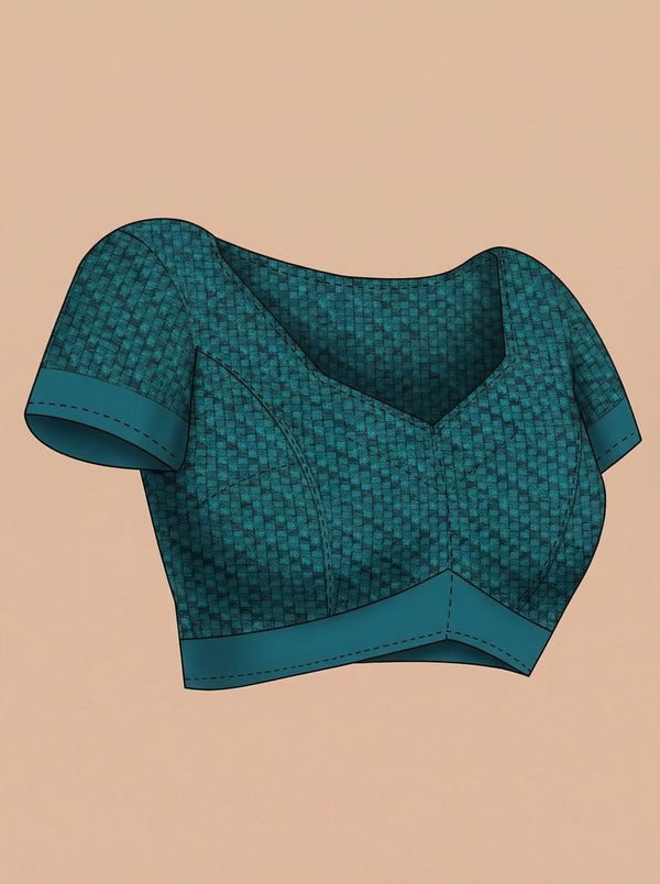 Cotton Mint Green Saree with Abstract Leaf and Ocean Inspired Design