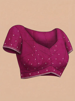 Vijithra Silk Rani Pink Embroidered Saree with Intricate Floral Border Work