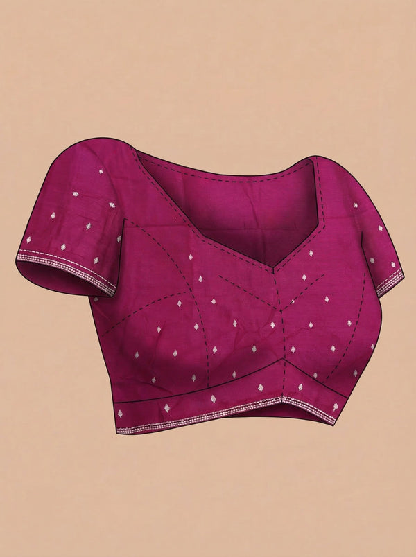 Vijithra Silk Rani Pink Embroidered Saree with Intricate Floral Border Work