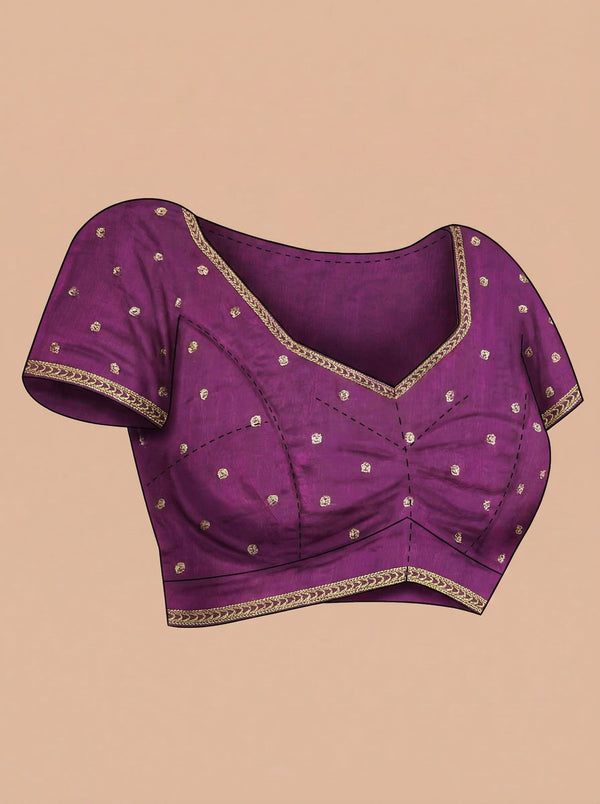 Vijithra Silk Wine Purple Embroidered Saree with Rich Gold Floral Border
