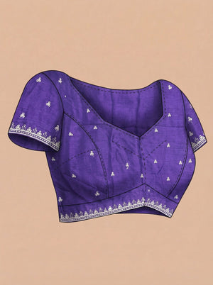 Vijithra Silk Violet Embroidered Saree with Intricate Floral Border