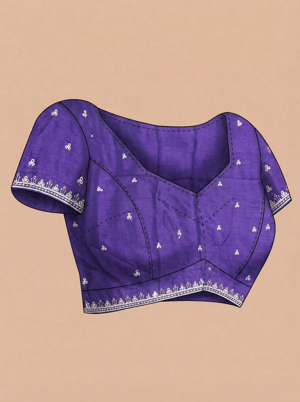 Vijithra Silk Violet Embroidered Saree with Intricate Floral Border