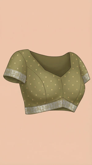 Art Silk Olive Green Traditional Zari Design Saree