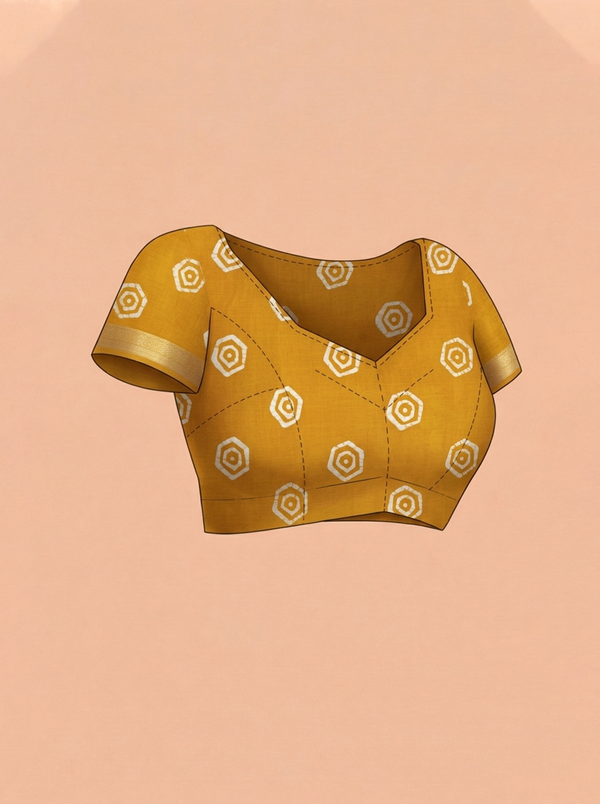 Soft Cotton Mustard Yellow Floral Vine Print Saree with Zari Border