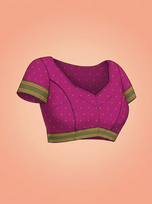 Semi Silk Deep Pink Butti Design Saree