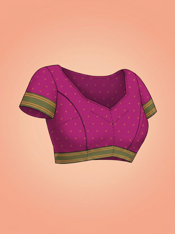 Semi Silk Deep Pink Butti Design Saree
