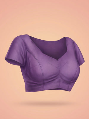 Semi Silk Purple Plain Saree
