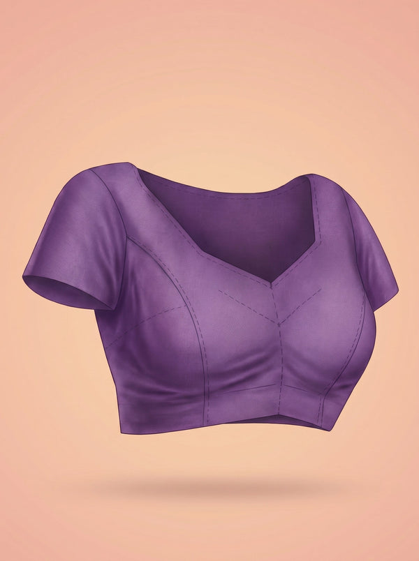 Semi Silk Purple Plain Saree