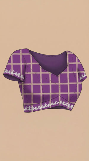 Cotton Mauve Purple Geometric Printed Traditional Saree