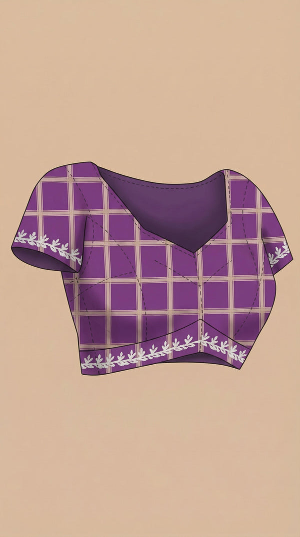 Cotton Mauve Purple Geometric Printed Traditional Saree